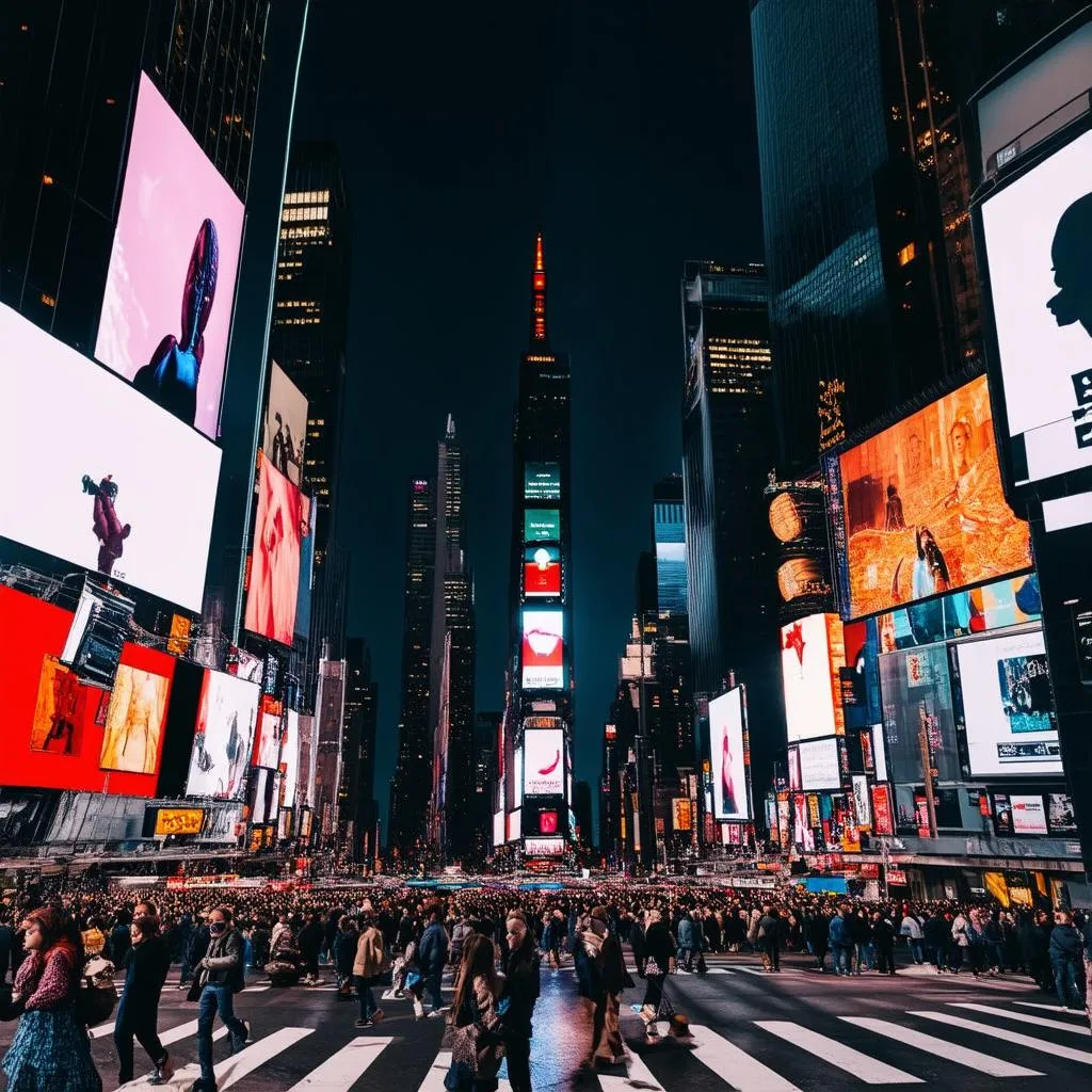 Bustling Times Square in New York City