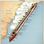 Map of the Titanic's planned route