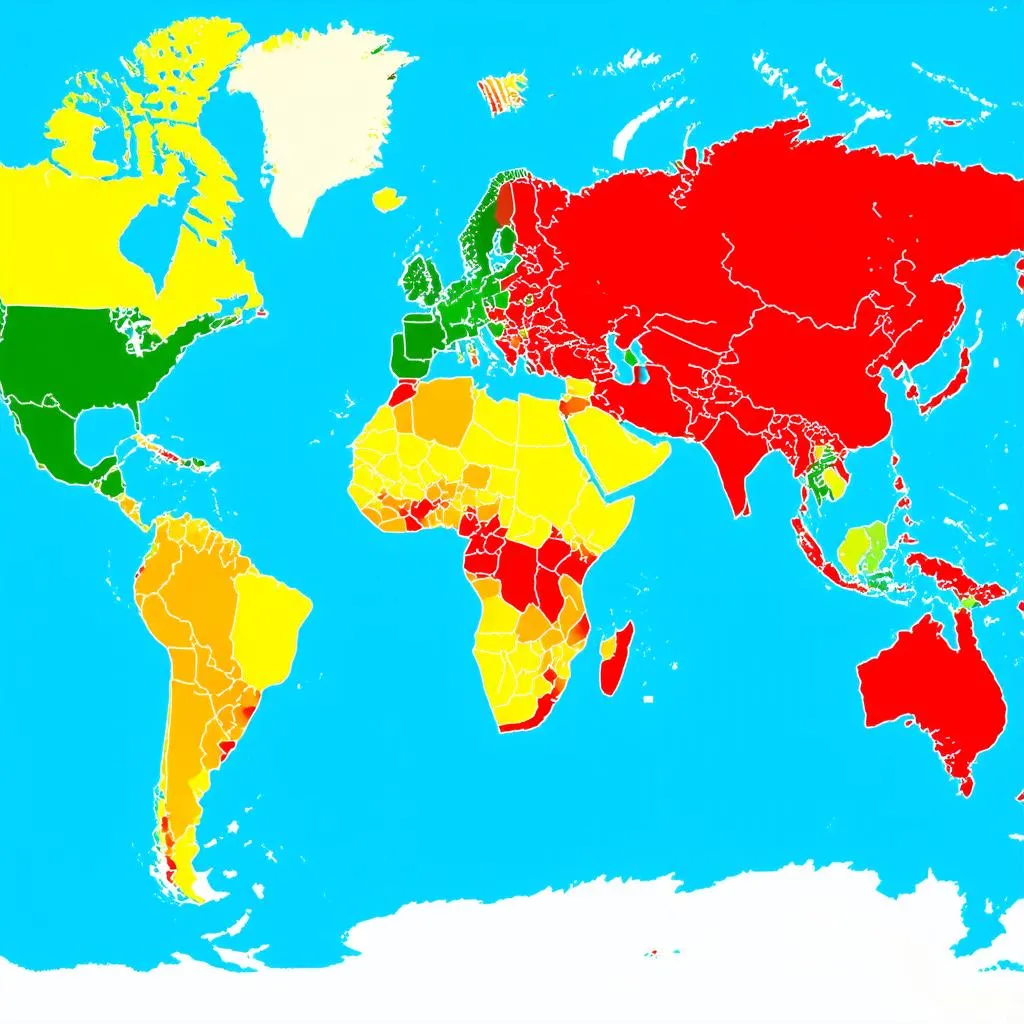 World Map with Travel Advisory Levels