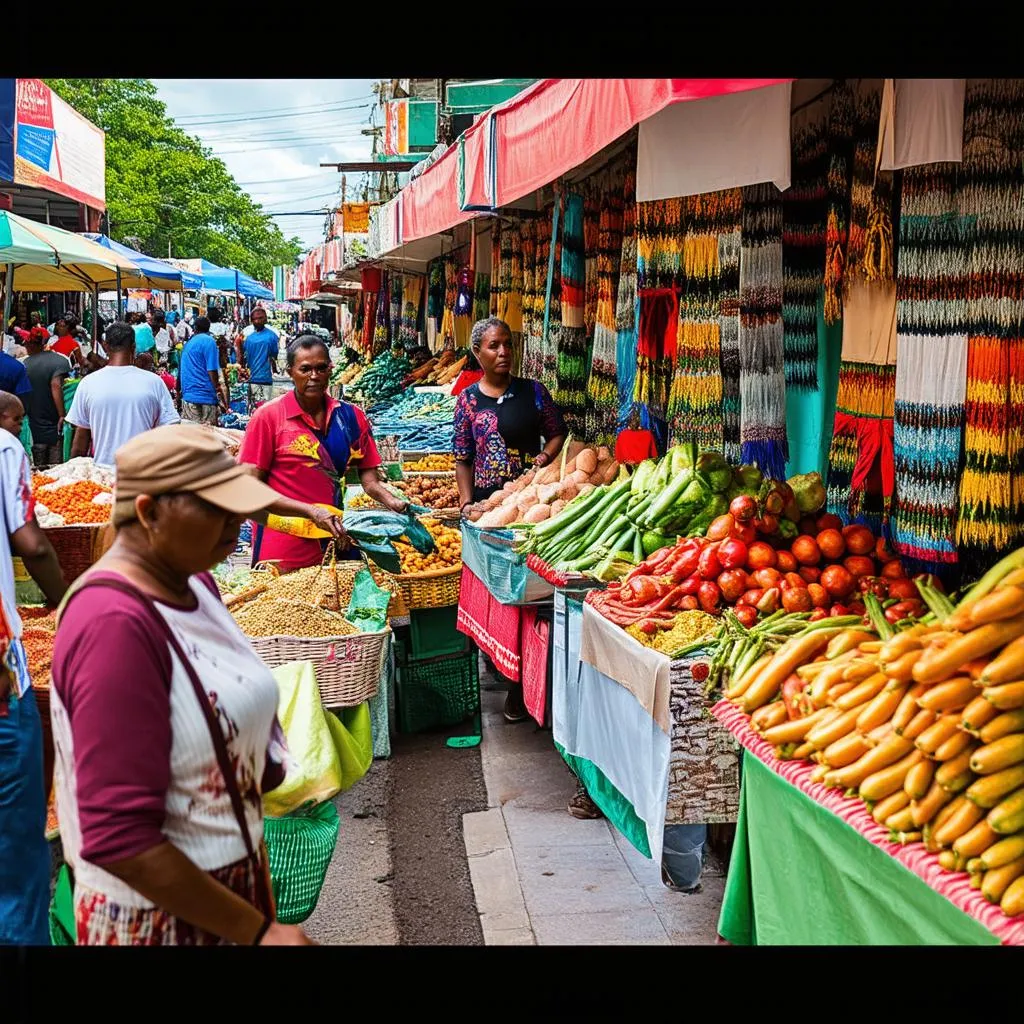 Bustling Market in Port of Spain, Trinidad