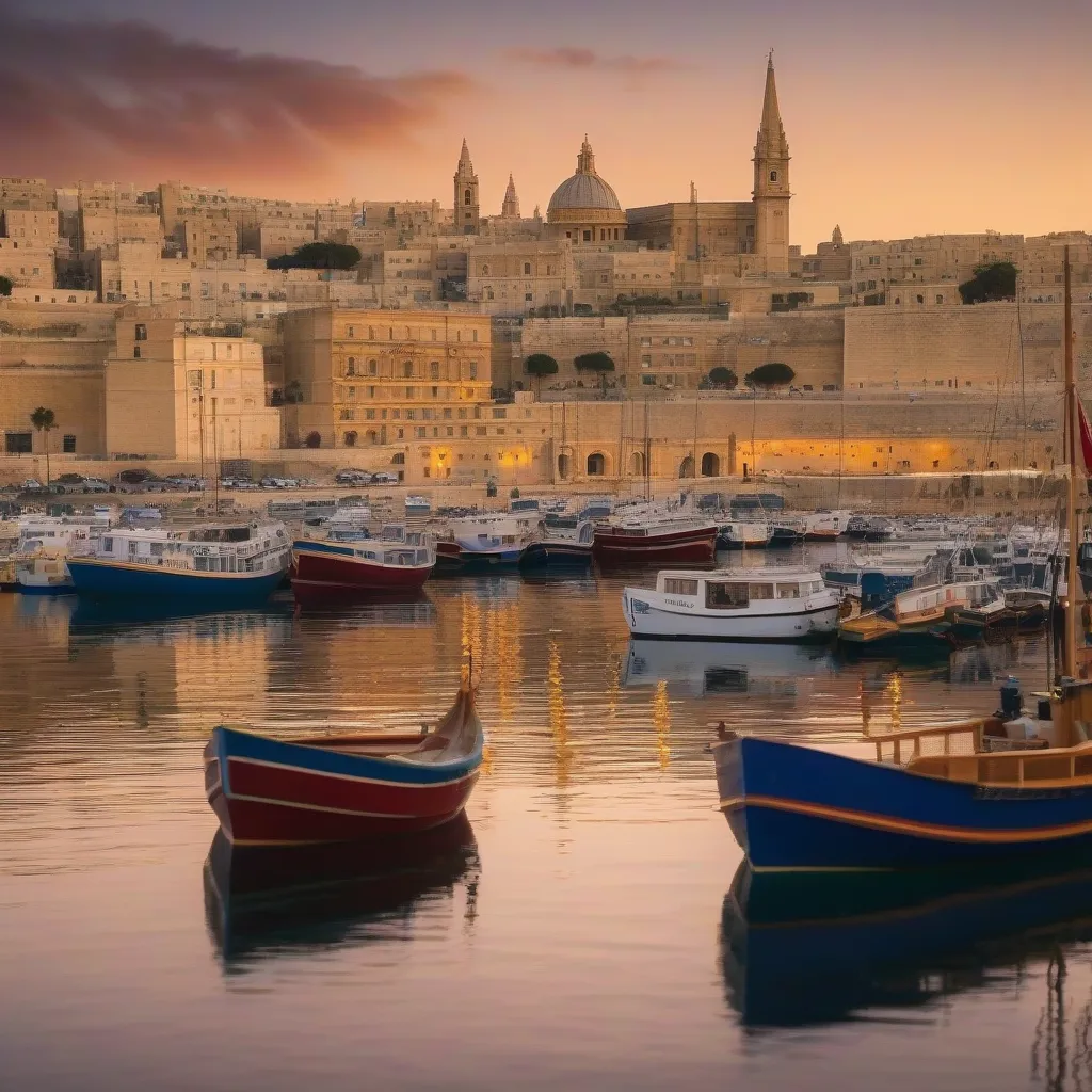 Picturesque Valletta Harbor at Sunset