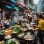 Vibrant street food scene in Vietnam