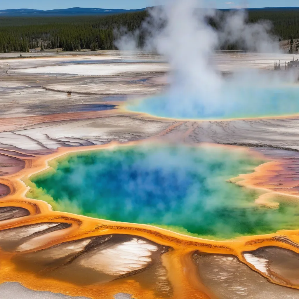 Yellowstone's Grand Prismatic Spring in July