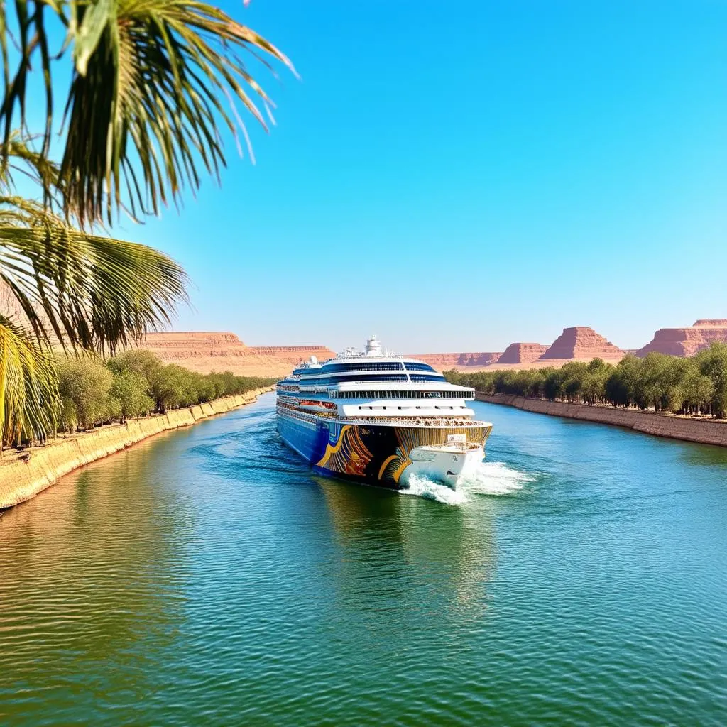 A Cruise Ship Sailing Down the Nile River in Egypt