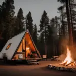 A-frame trailer parked at a campsite