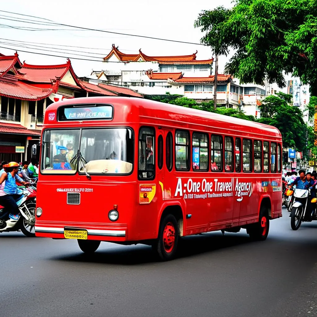 A One Travel Agency Bus in Hanoi