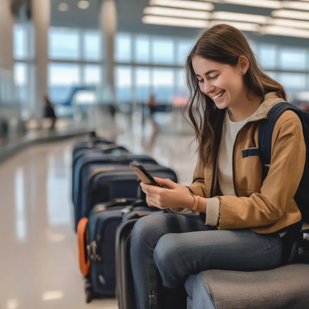 AA Travel News: Woman Checking Phone for Updates