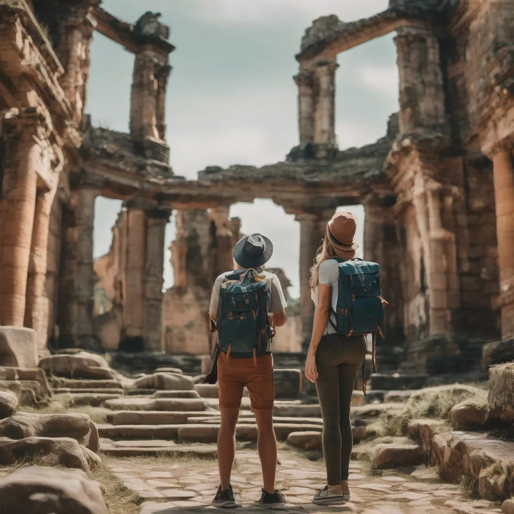 Couple Exploring Ancient Ruins