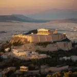 Acropolis of Athens at sunset