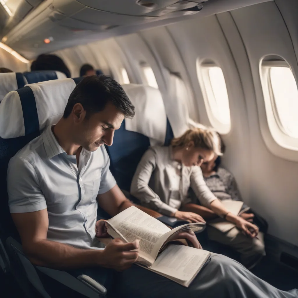 Airplane Cabin Interior with Passengers