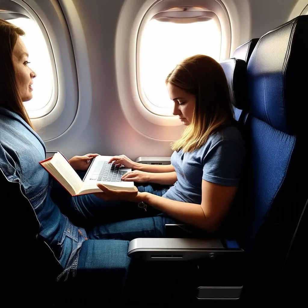 Airplane Passengers Reading