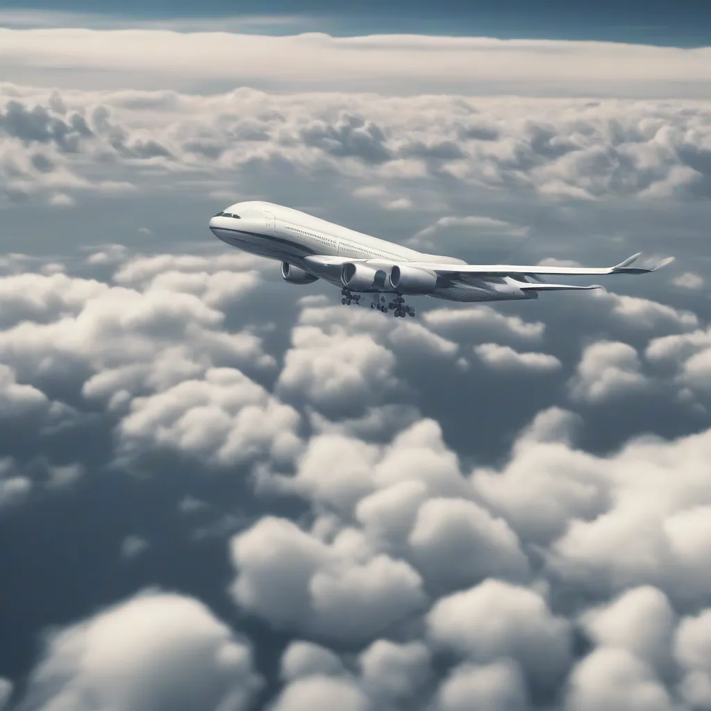 Airplane Soaring Over Clouds