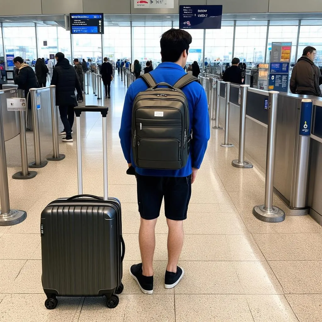 Traveler at Airport Gate