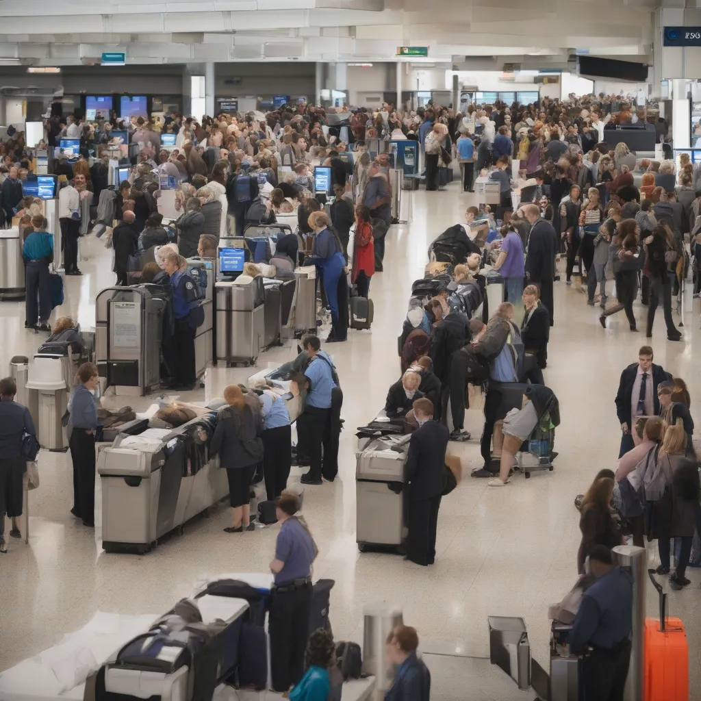 Busy Airport Security Line