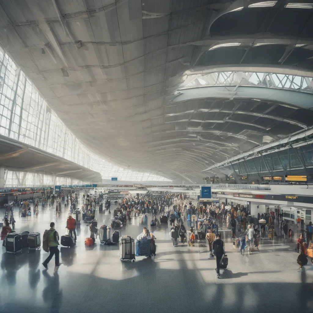 Busy airport terminal