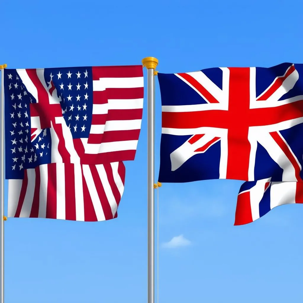 American and British flags