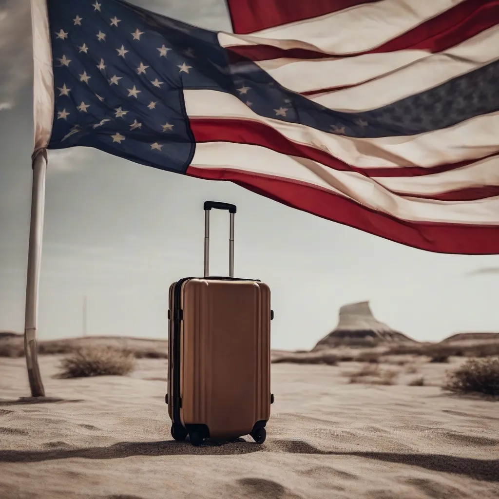 American Flag with Luggage