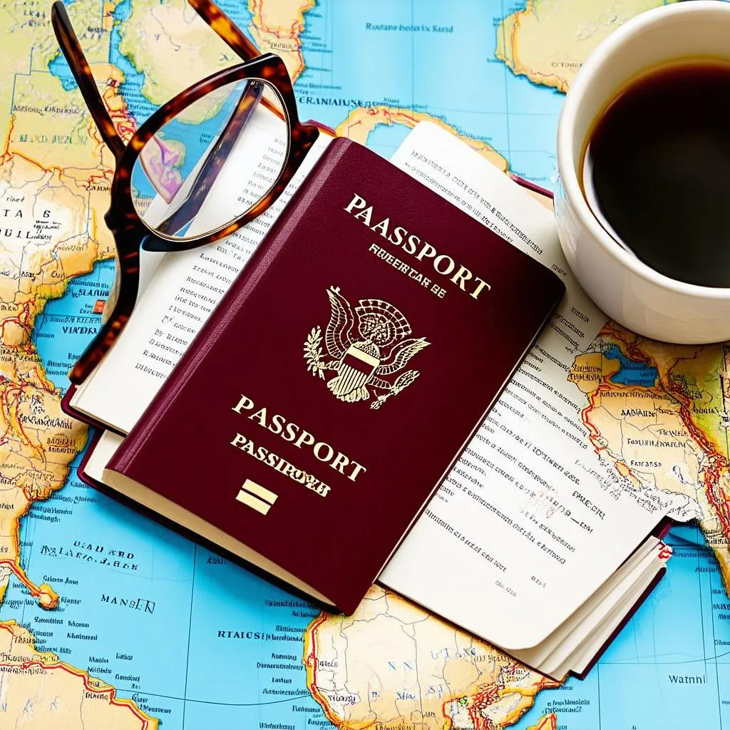 American Passport Open on World Map