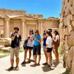 American Tourists Exploring Ancient Ruins