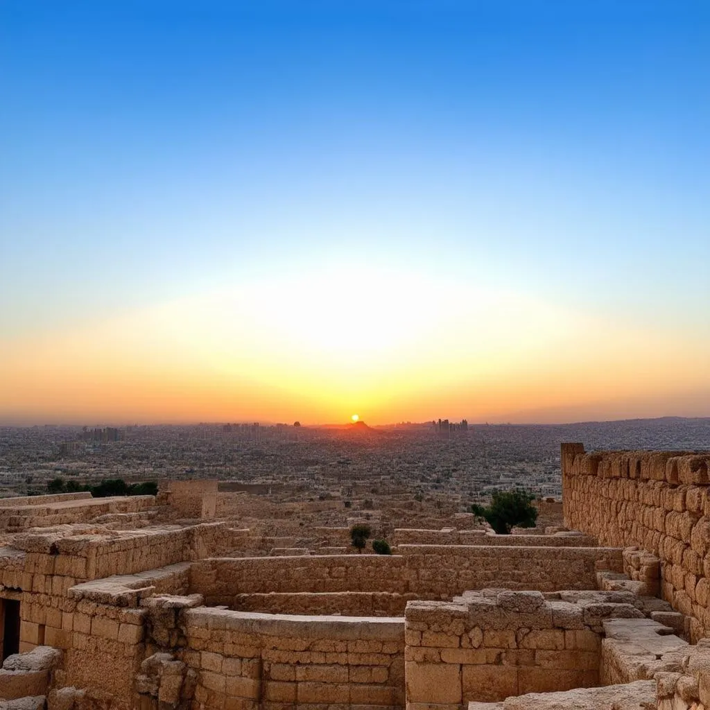 Amman Citadel at sunset