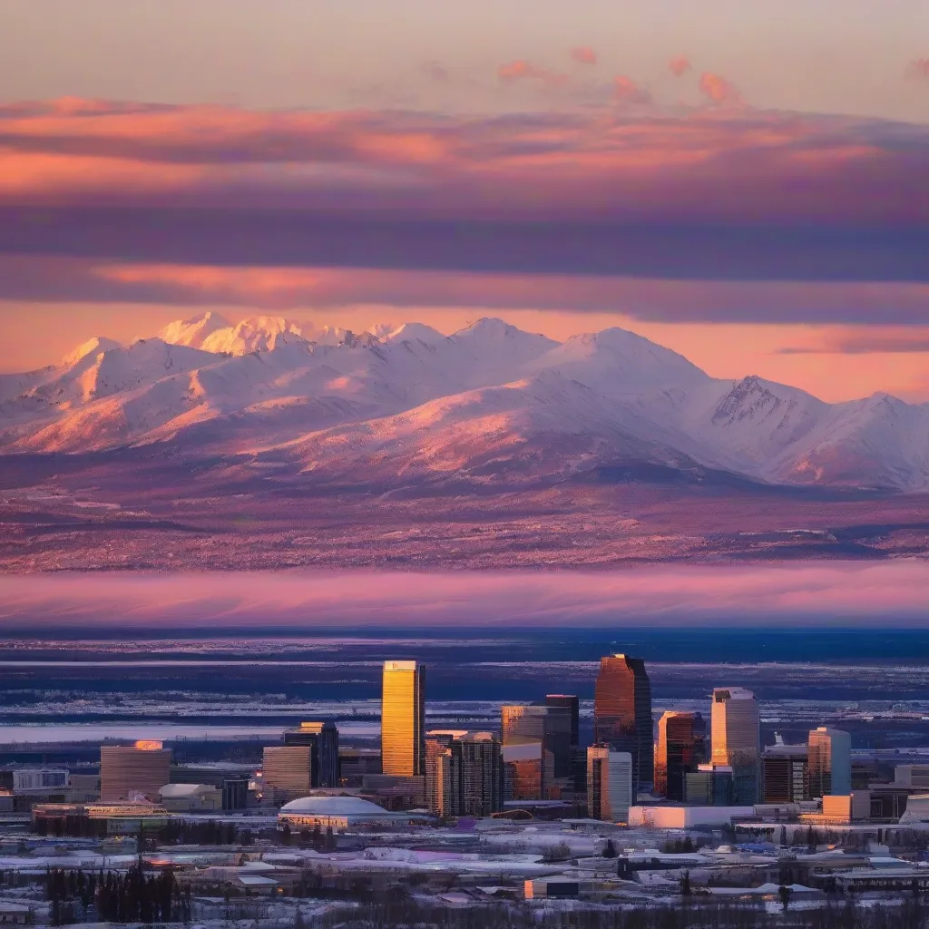 Anchorage, Alaska at sunset