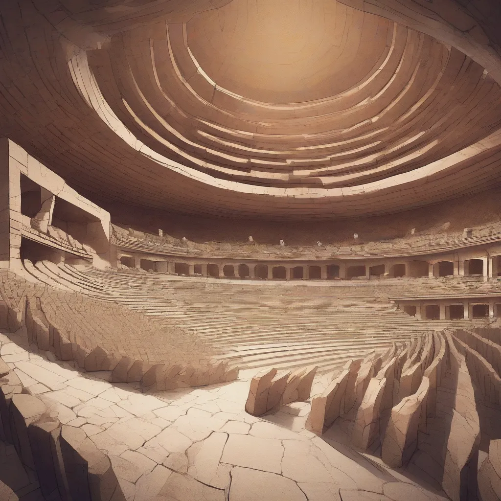 Ancient Amphitheater with Sound Waves