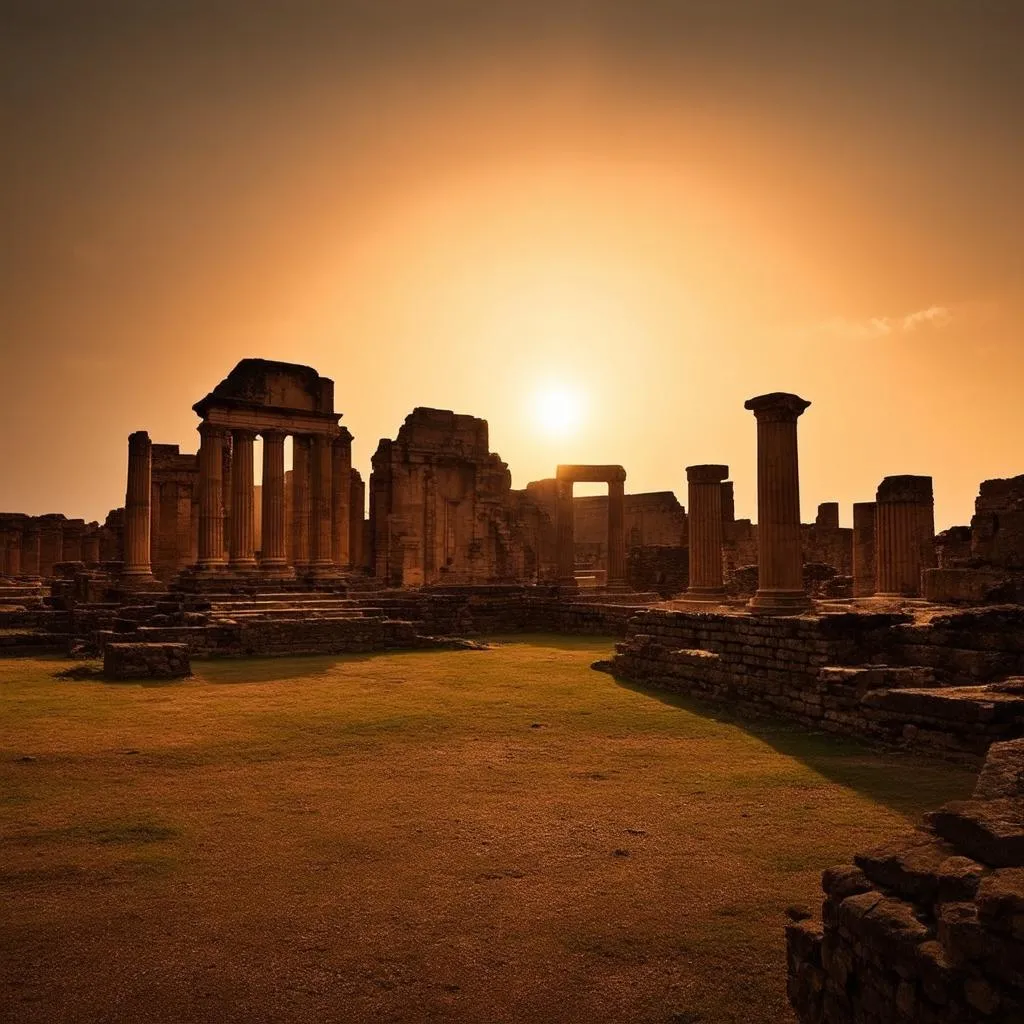 Ancient Ruins at Sunset