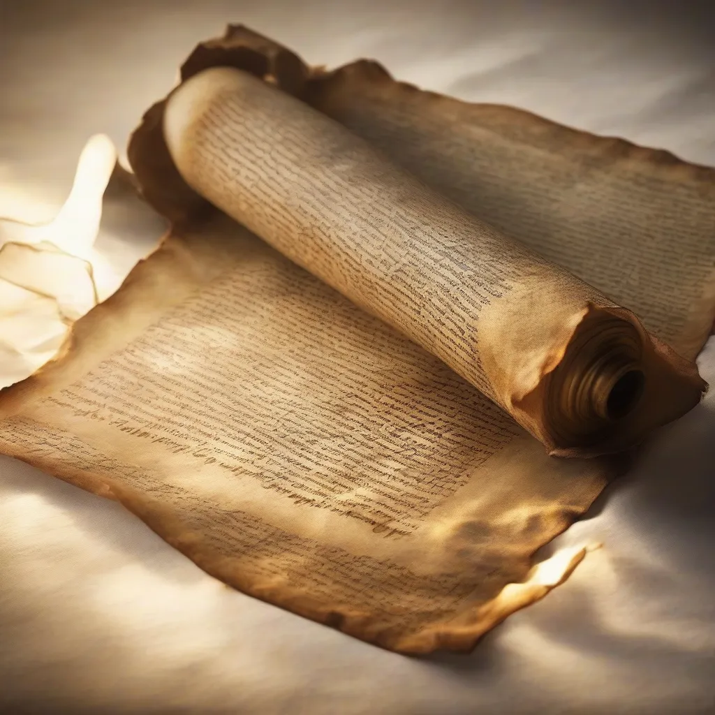 Ancient scroll illuminated by a mysterious light