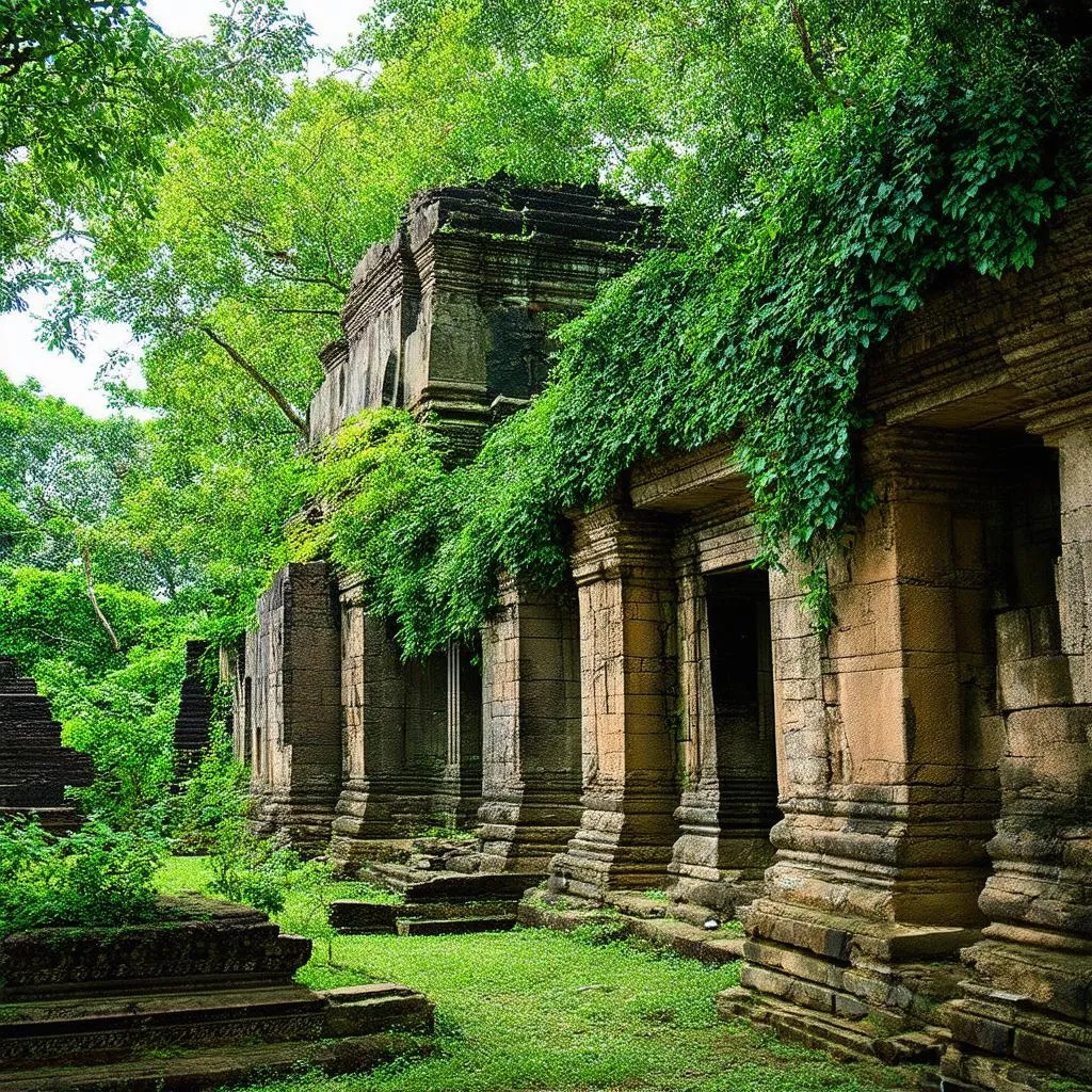 Ancient Temple Ruins in Jungle