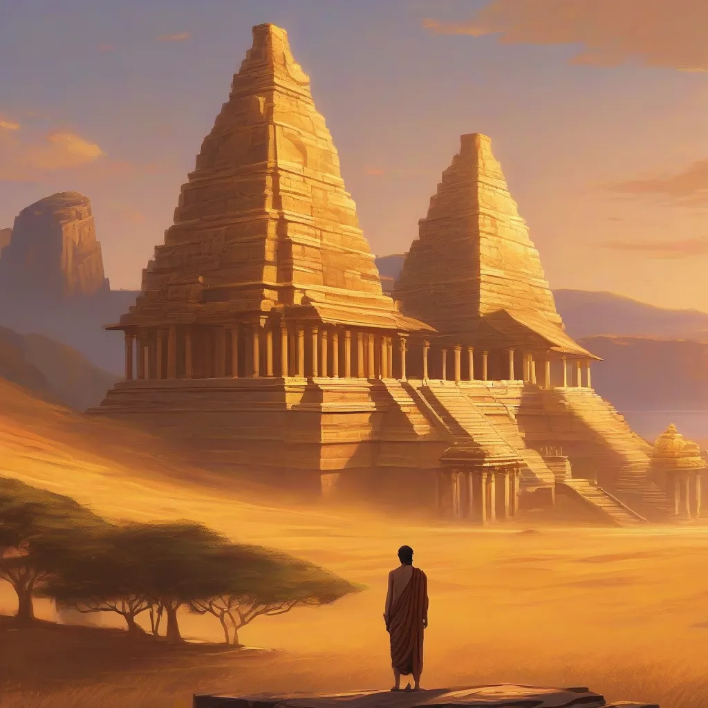 Ancient Temple at Sunset