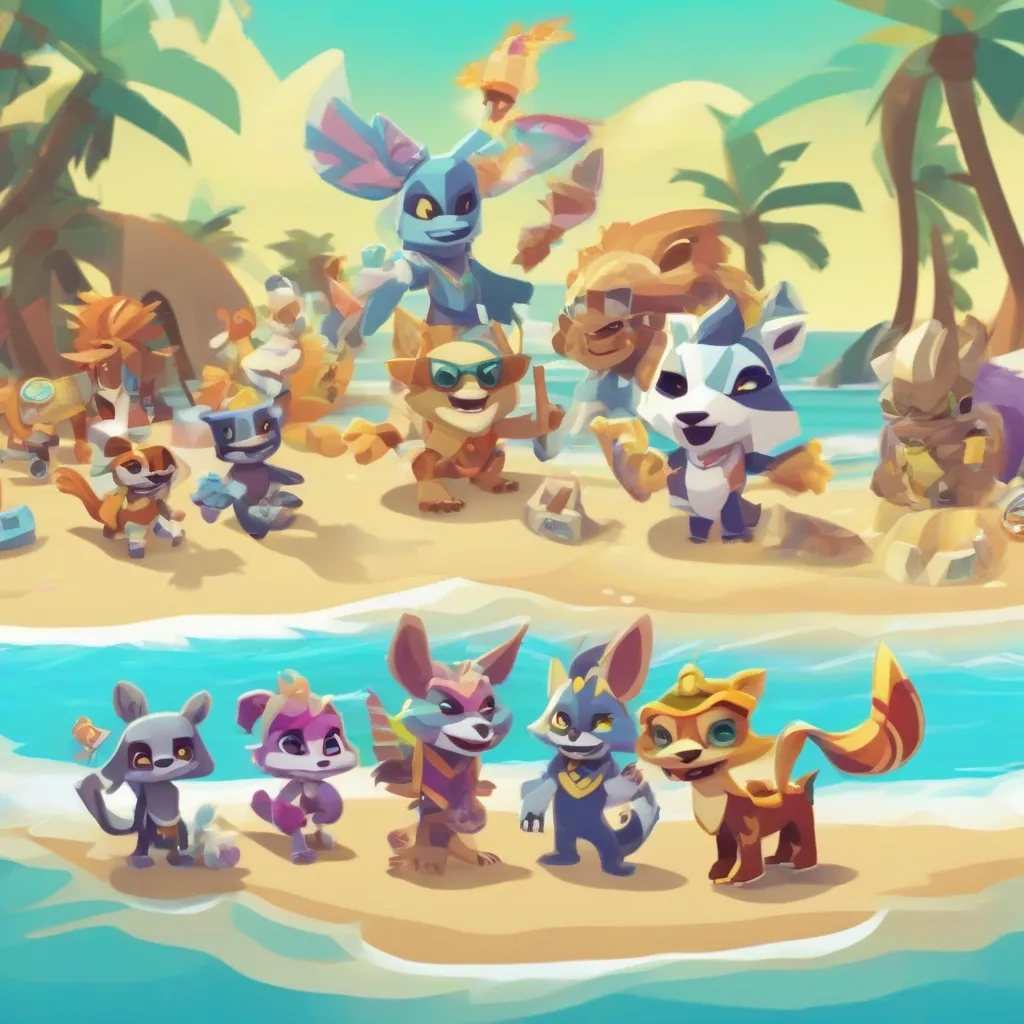 Animal Jam Avatars Exploring a Tropical Beach