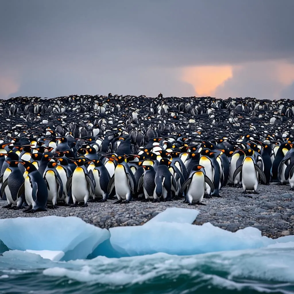 A colony of penguins in Antarctica