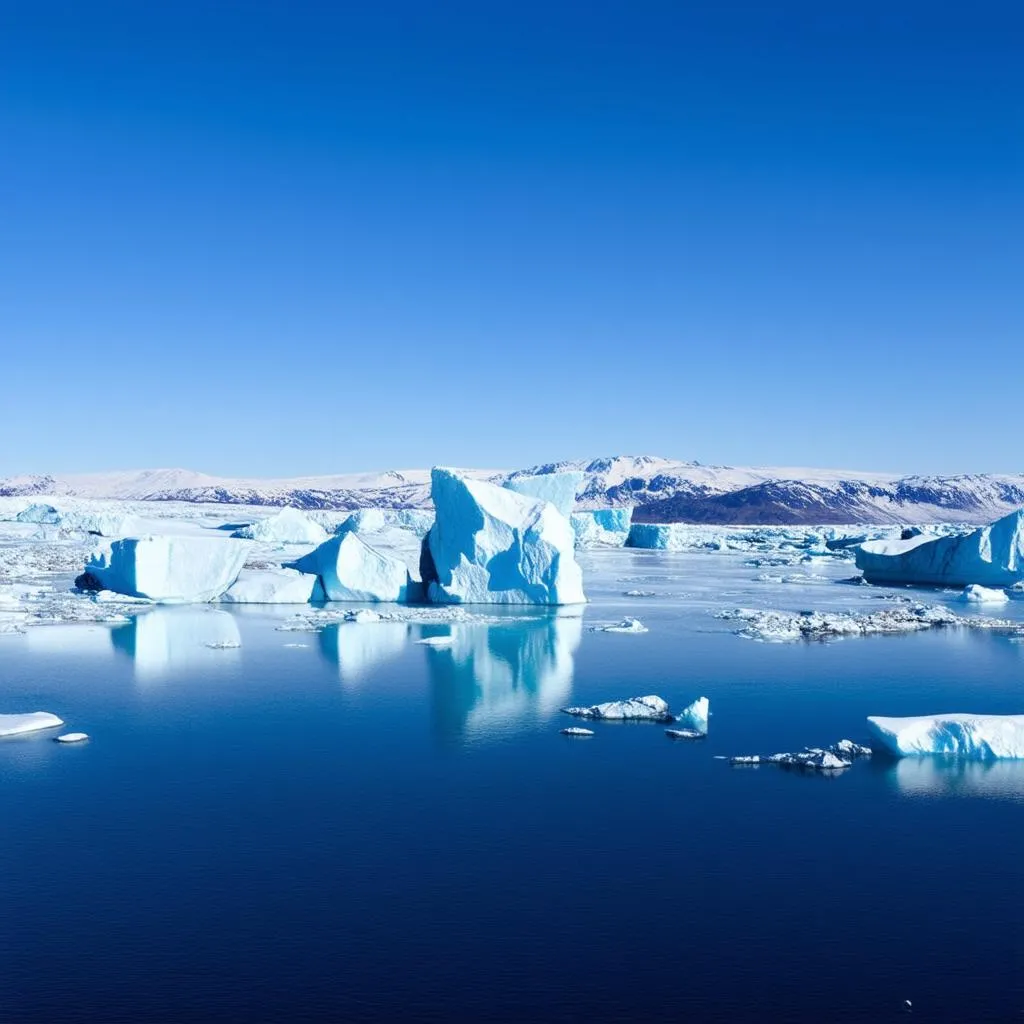 Vast Antarctic Landscape with Icebergs