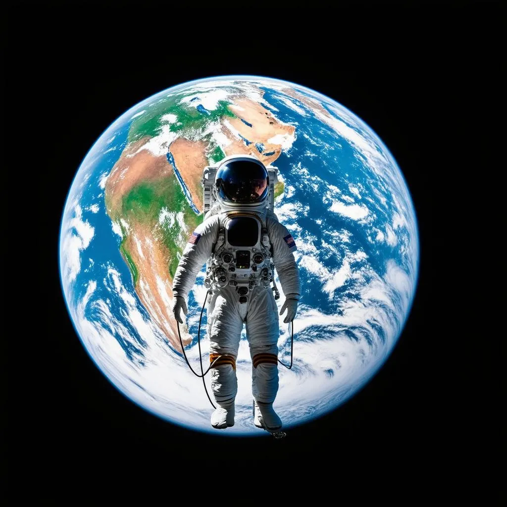 Astronaut Gazing at Earth from Space