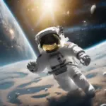 Astronaut floating in the vastness of space