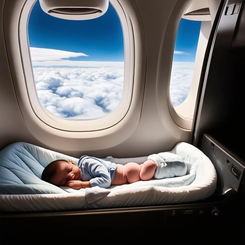 Baby sleeping on a plane