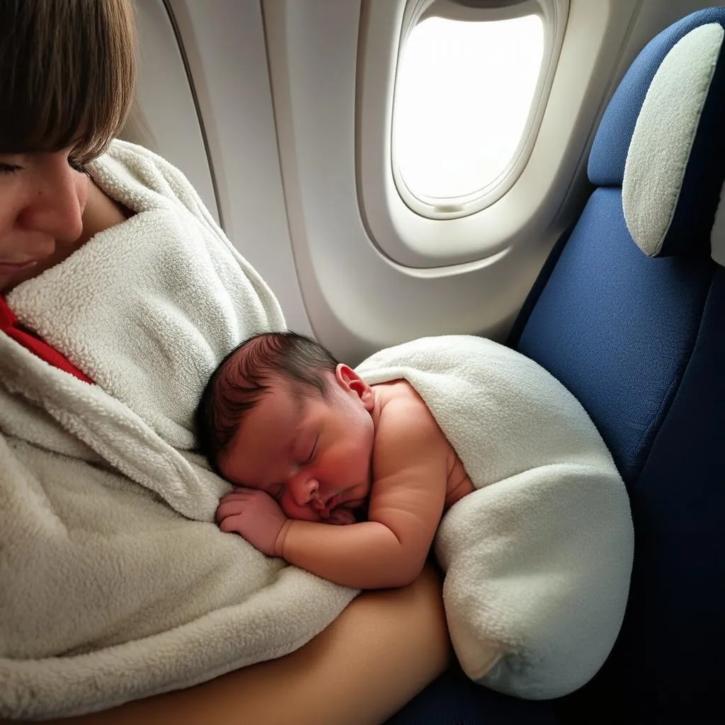 Baby Sleeping Peacefully on Airplane