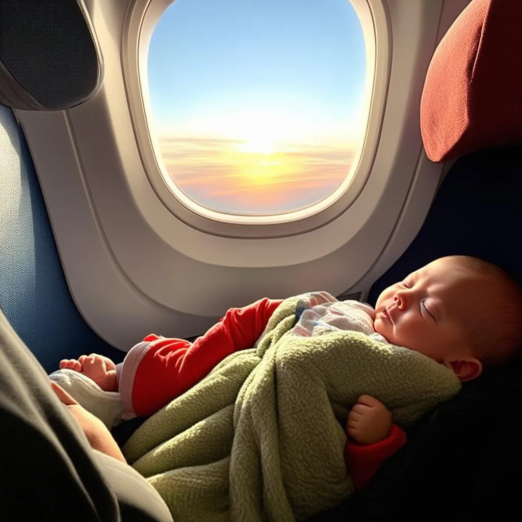 Baby Sleeping Peacefully on Airplane