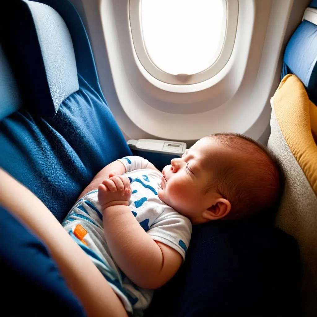 Baby Sleeping Peacefully on a Plane