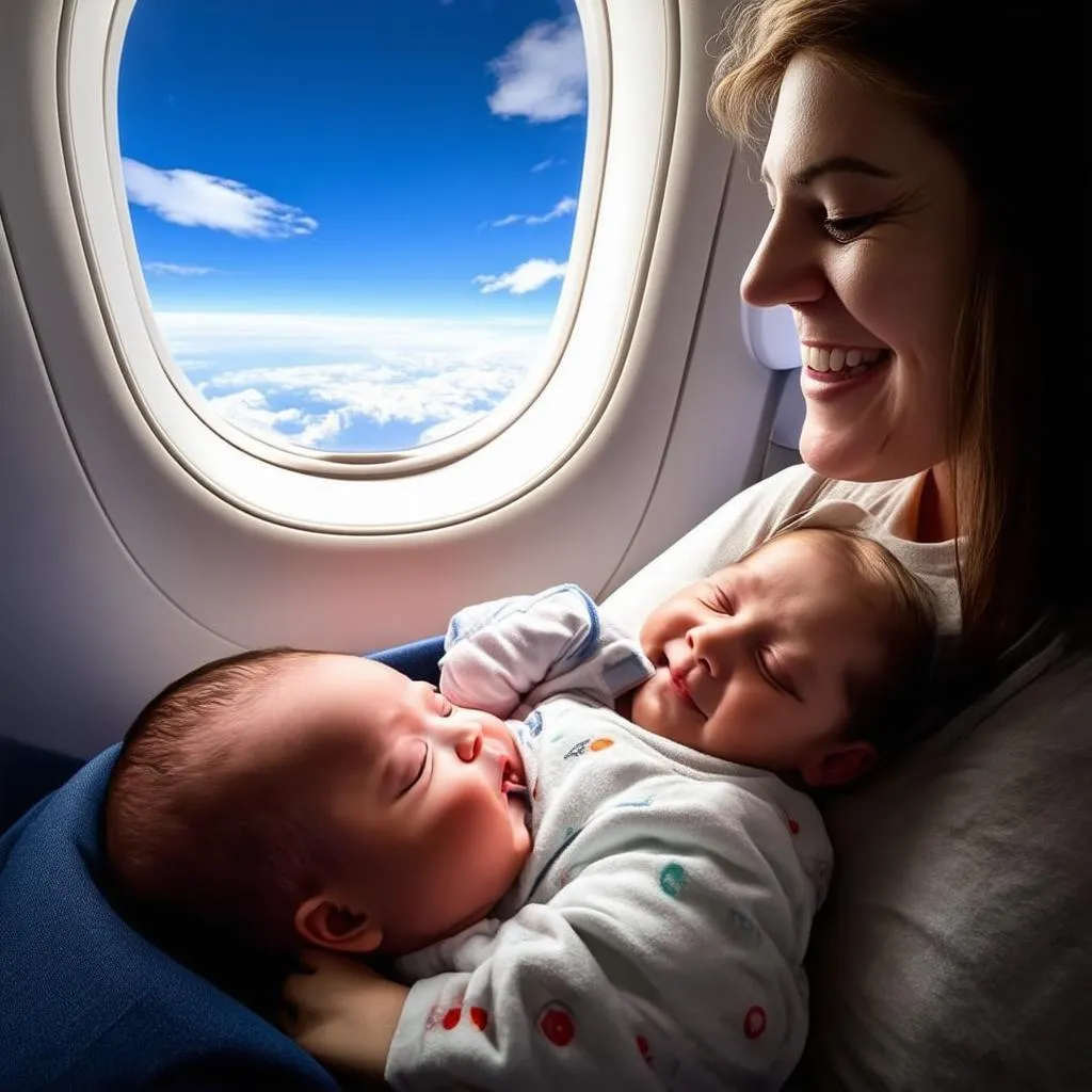 Baby Sleeping Peacefully on Airplane