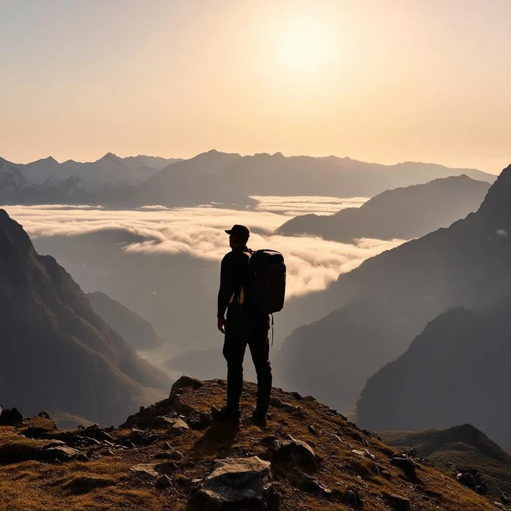 Backpacker enjoying the view