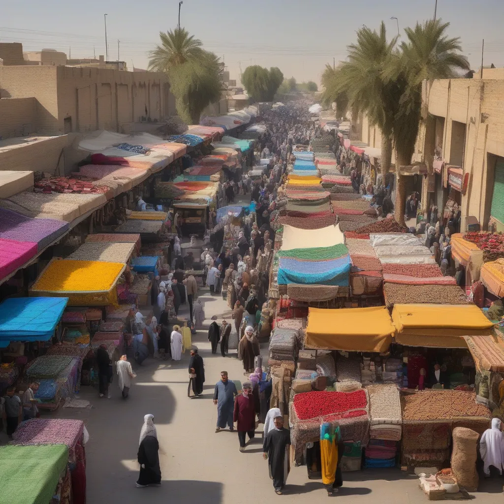 Bustling Market in Baghdad