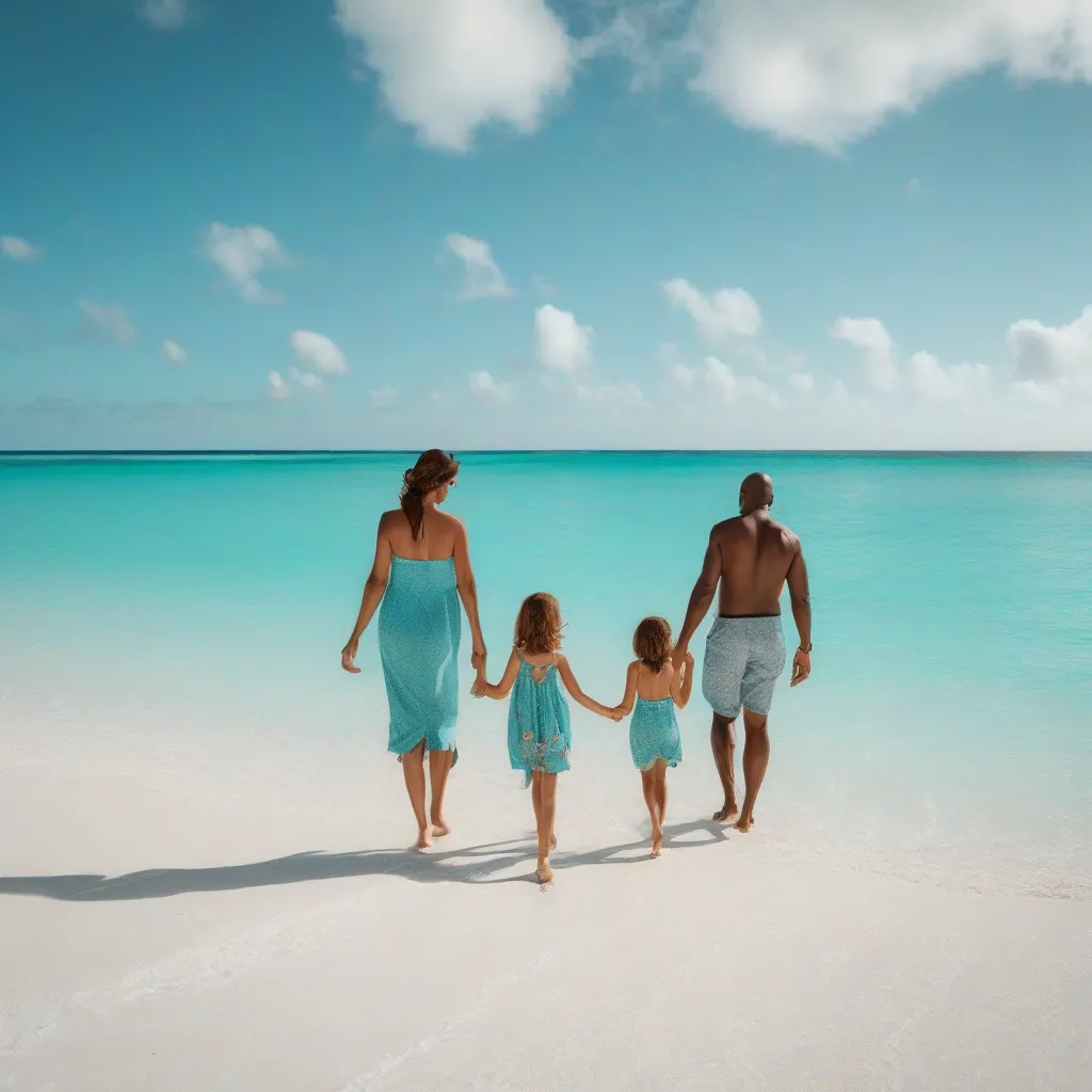 Family enjoying safe vacation in the Bahamas