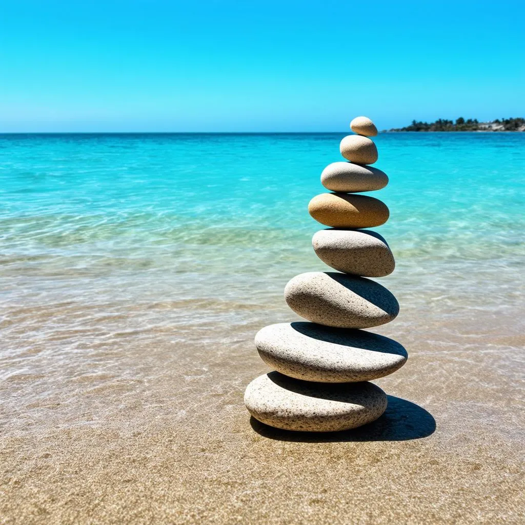 Tranquility and Balance on a Tropical Beach