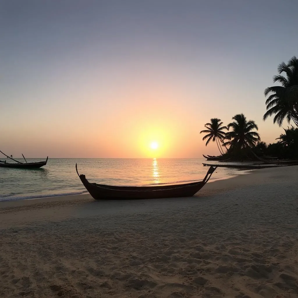 Tranquil sunset over Balinese beach