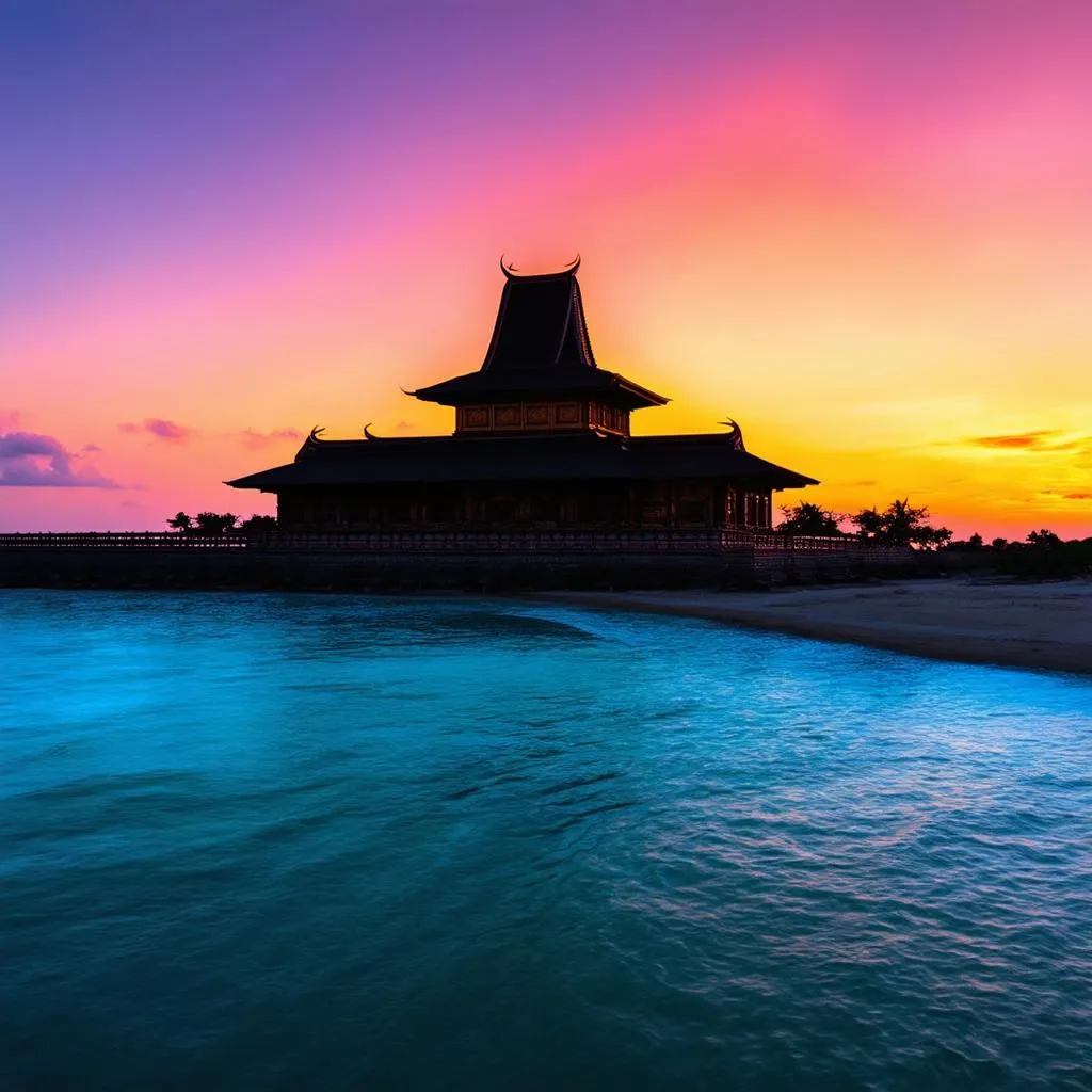 Bali Temple at Sunset