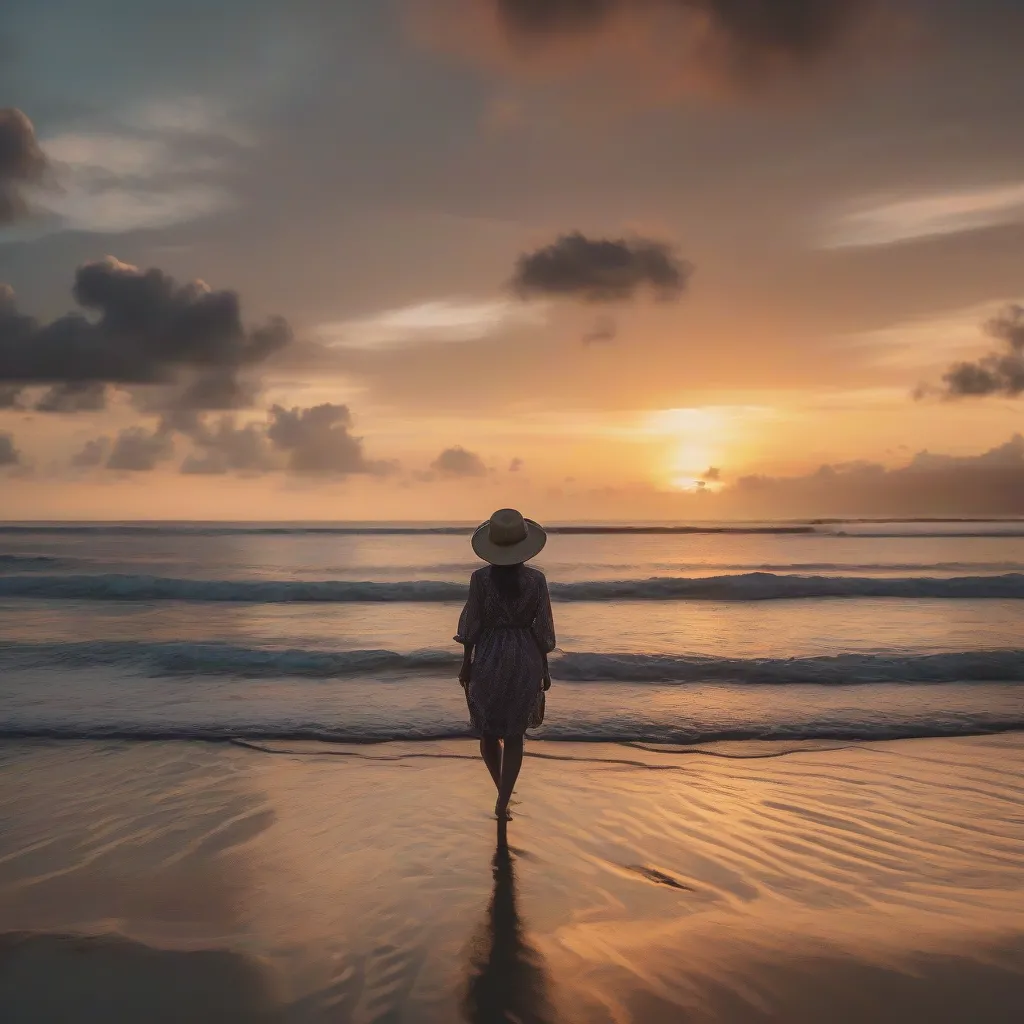 Woman Walking on a Bali Beach