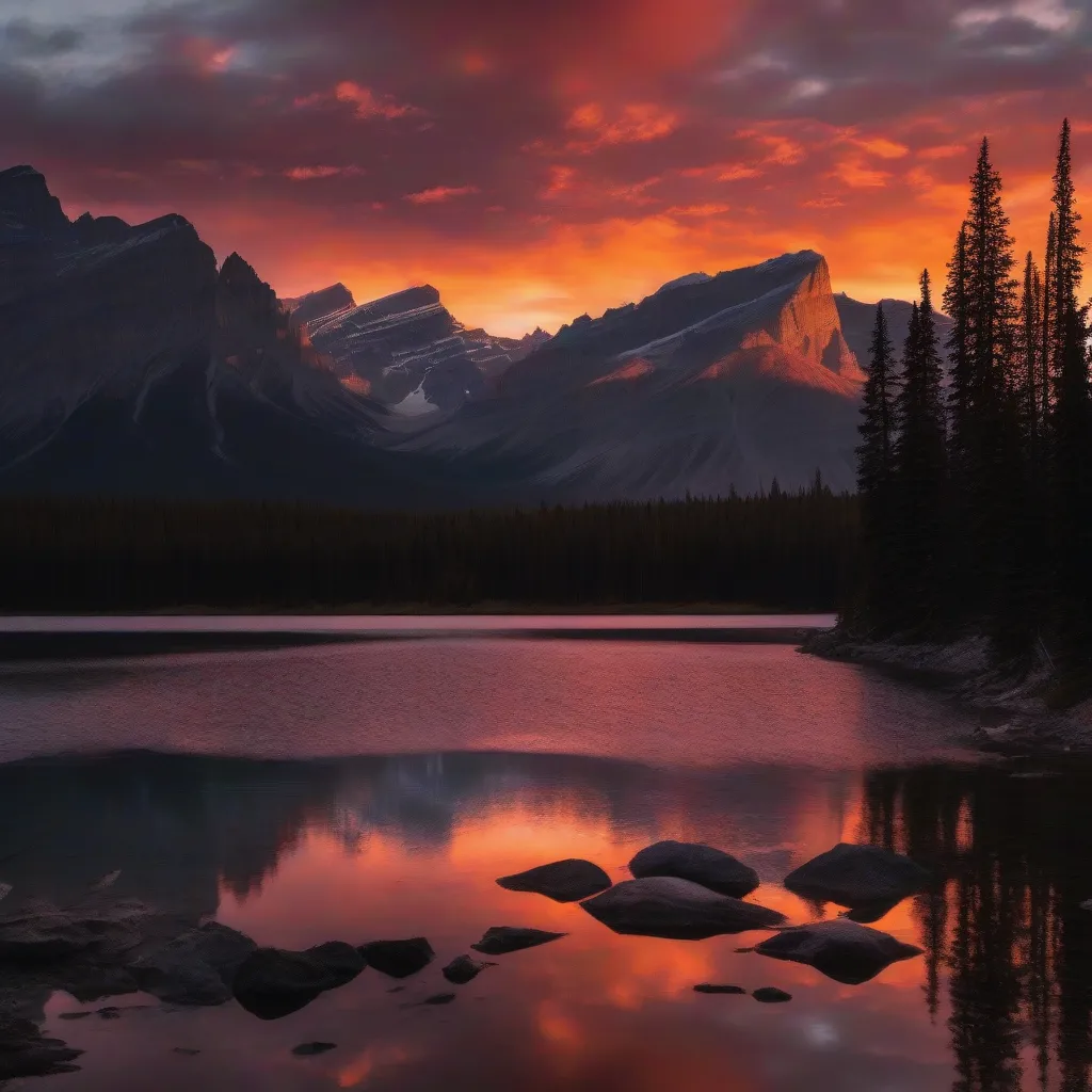 Serene sunset over Banff National Park