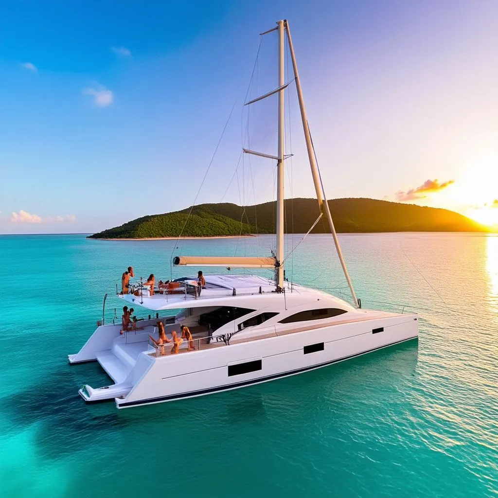 Luxury catamaran sailing in Barbados