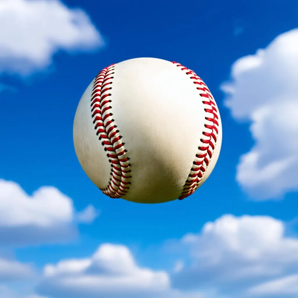 A baseball soaring through the air.